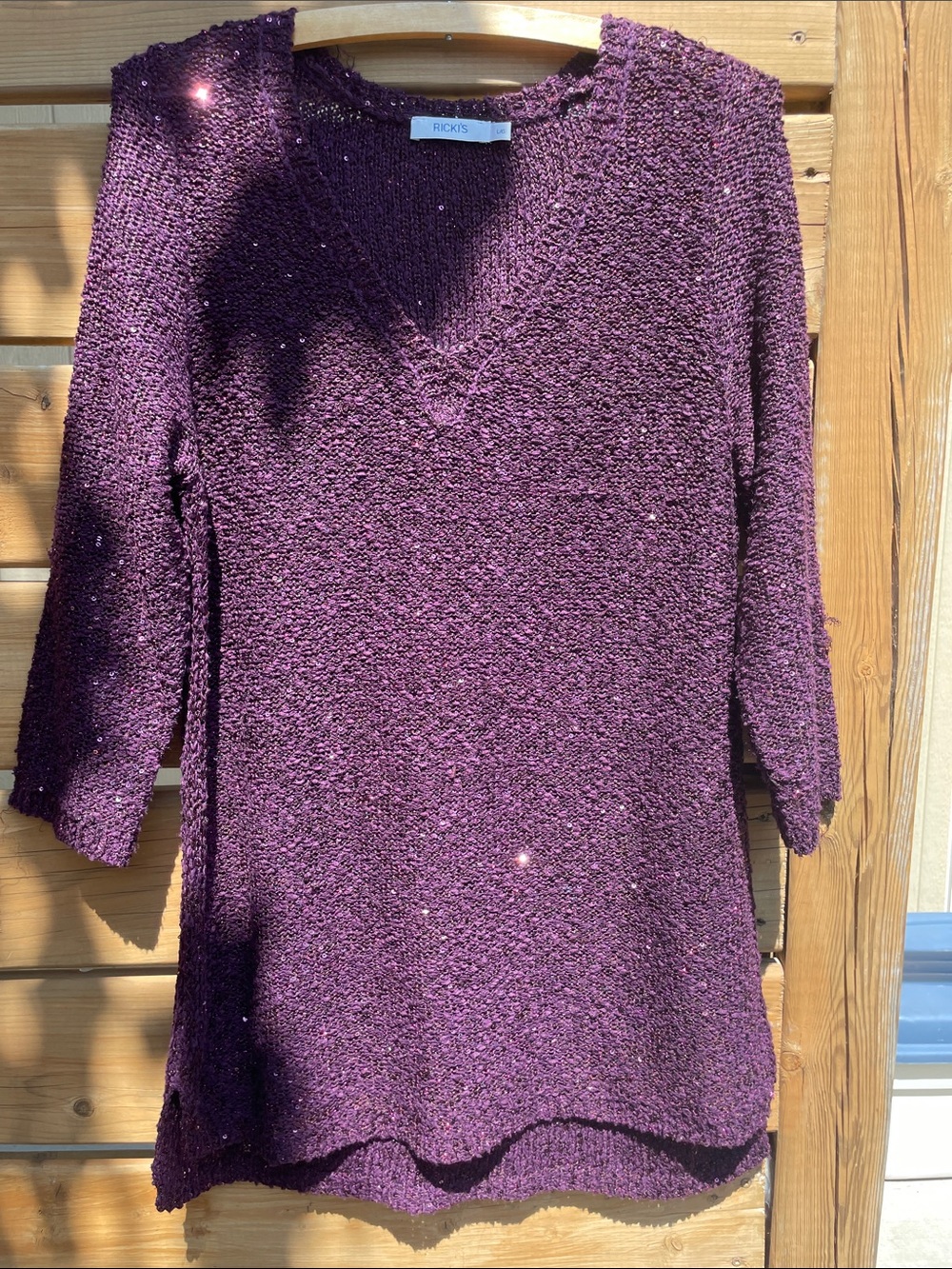 Ricki's Deep Plum V-Neck Sparkle Knit Dress